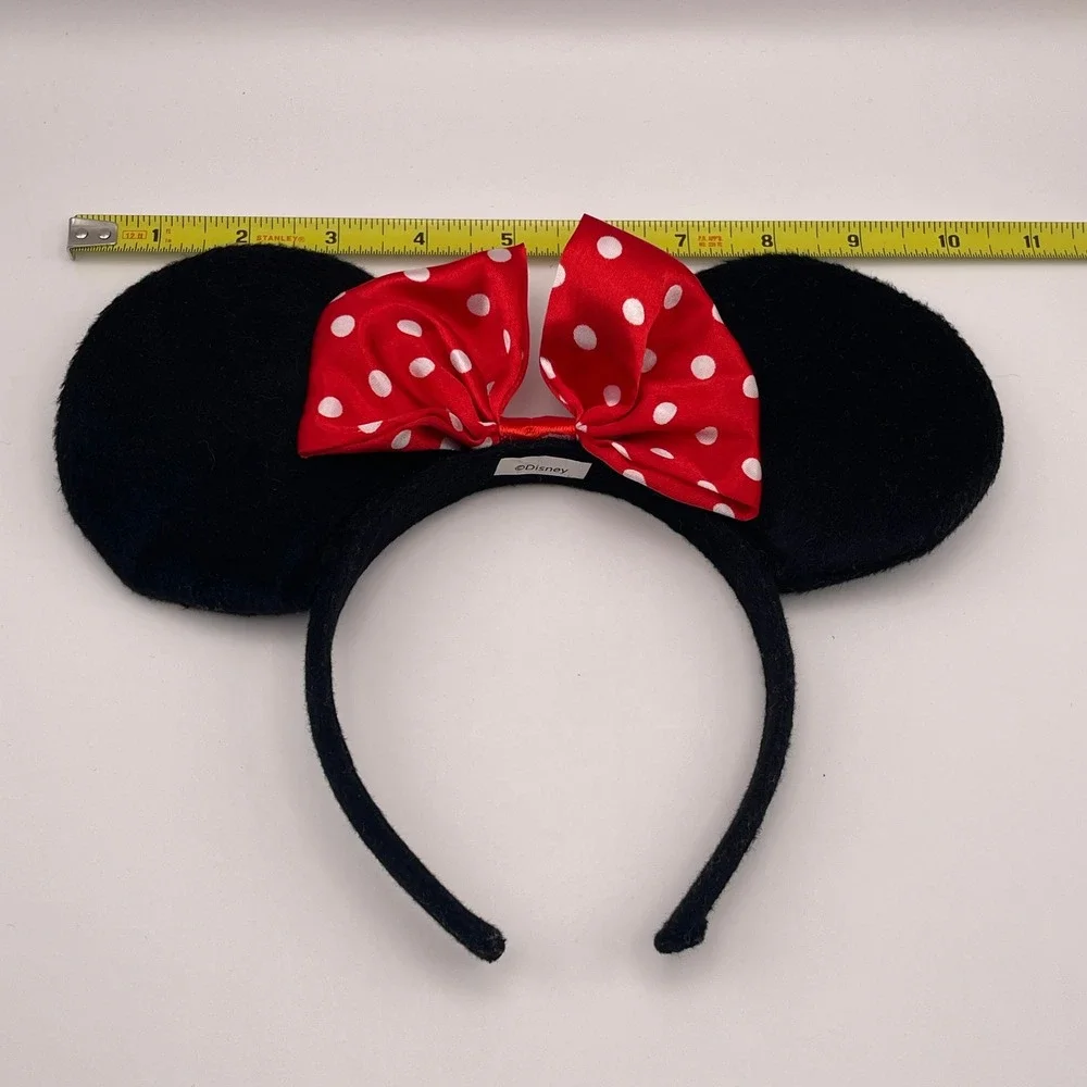 Disney Parks‎ Minnie Mouse Ears Headband Red White Polka Dot Bow Girls Felt